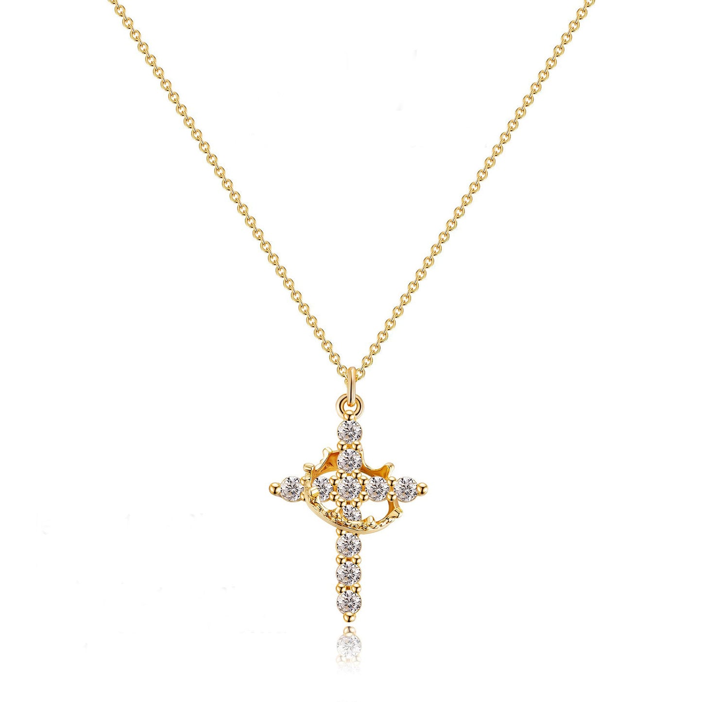 Martha Cross Rotated Crown Necklace