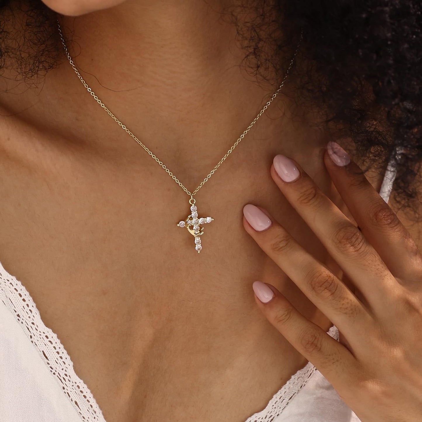 Martha Cross Rotated Crown Necklace