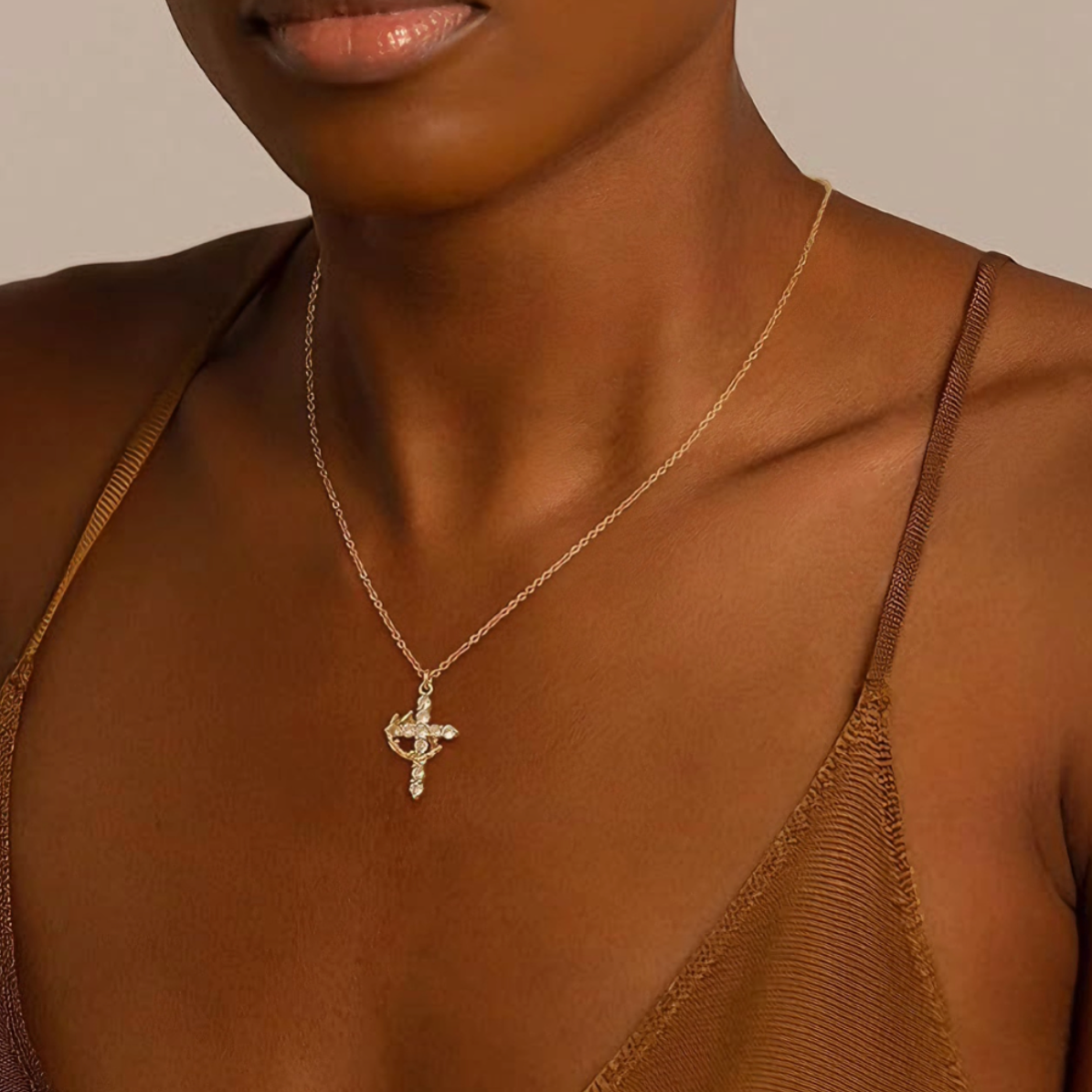 Martha Cross Rotated Crown Necklace