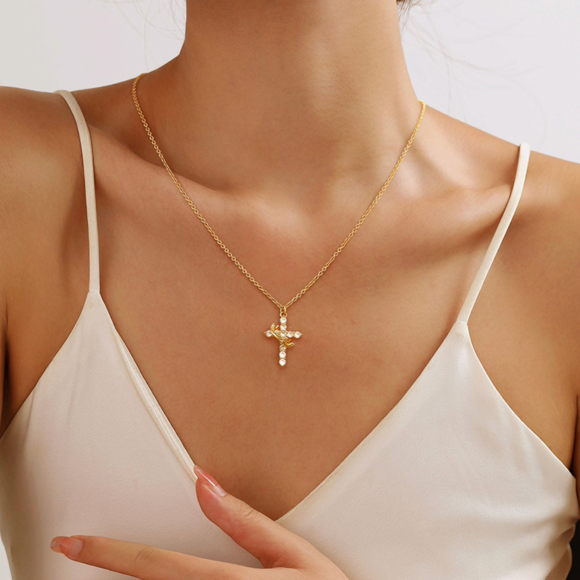 Martha Cross Rotated Crown Necklace