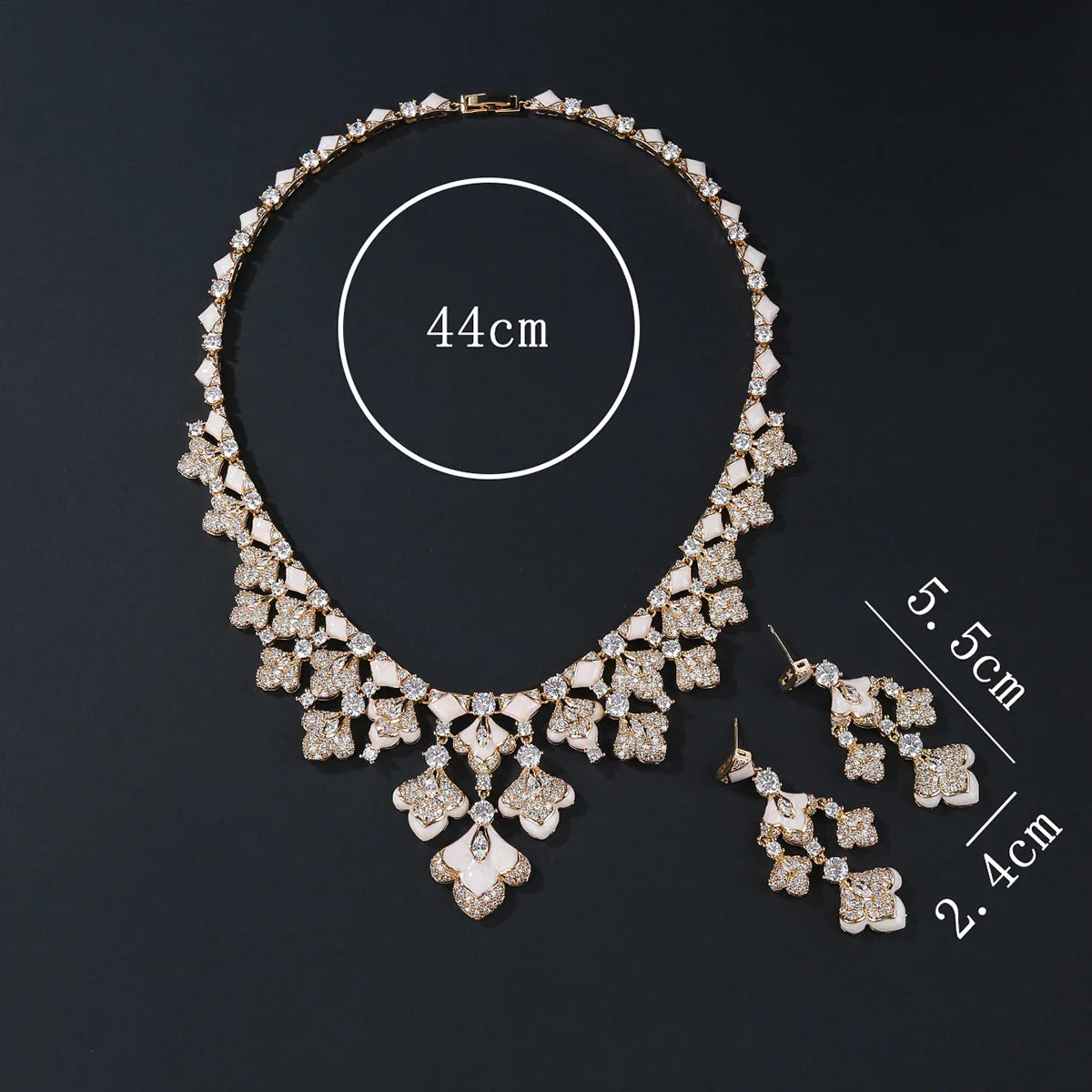 Luxury Cubic Zirconia Blue, Black, Enameled Earrings Necklace Jewelry Sets for Women Bridal Wedding Costume Accessories CN11305